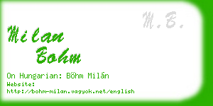 milan bohm business card
