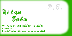 milan bohm business card